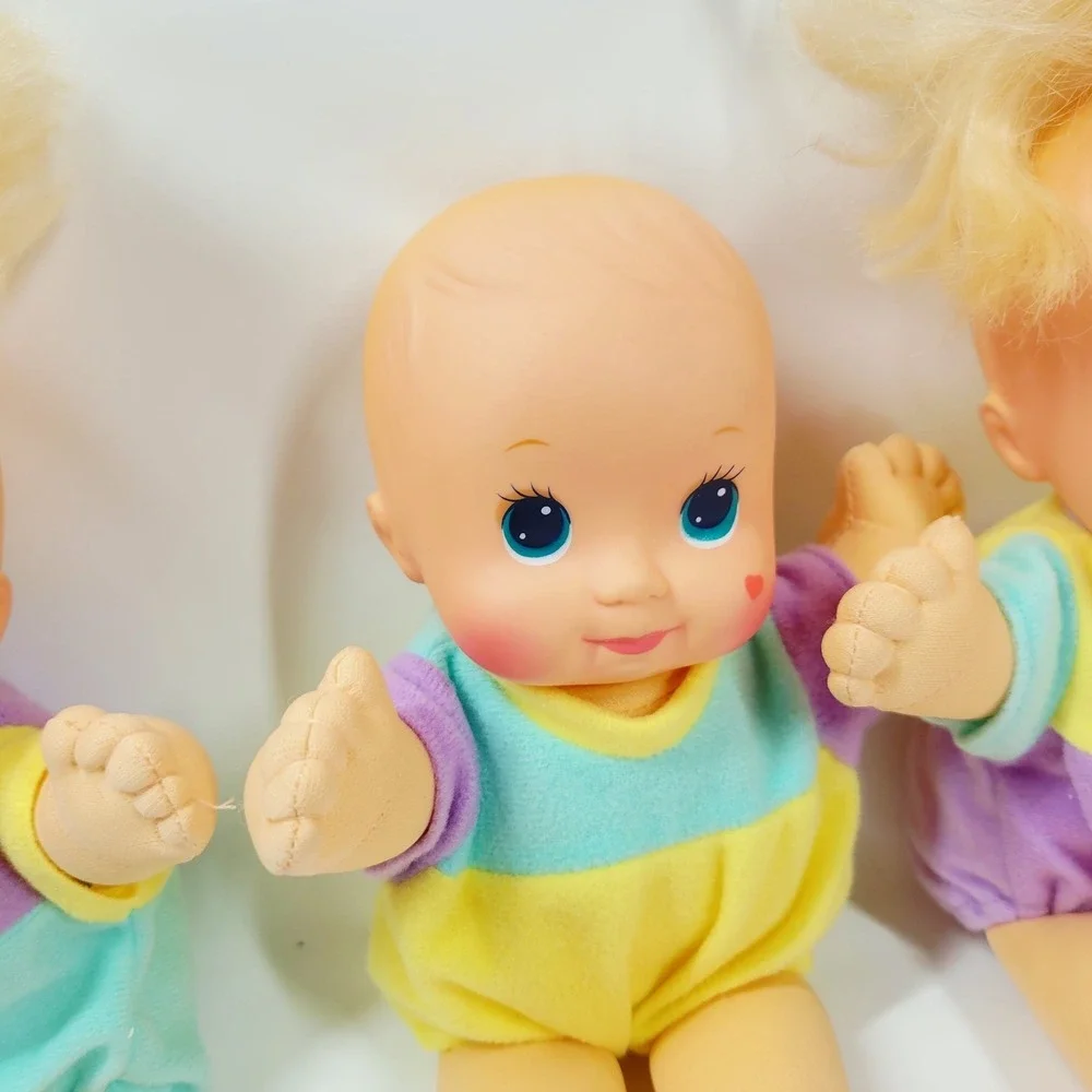 Vintage 1992 Magic Nursery Fuss n Giggle Baby Doll Triplets WORKS